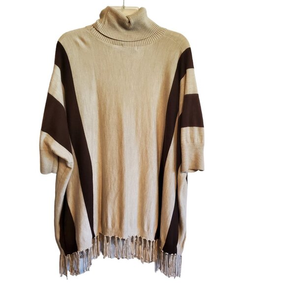 100% Merino Wool Pullover Western Poncho Fringe Sweater One Size - Picture 3 of 12